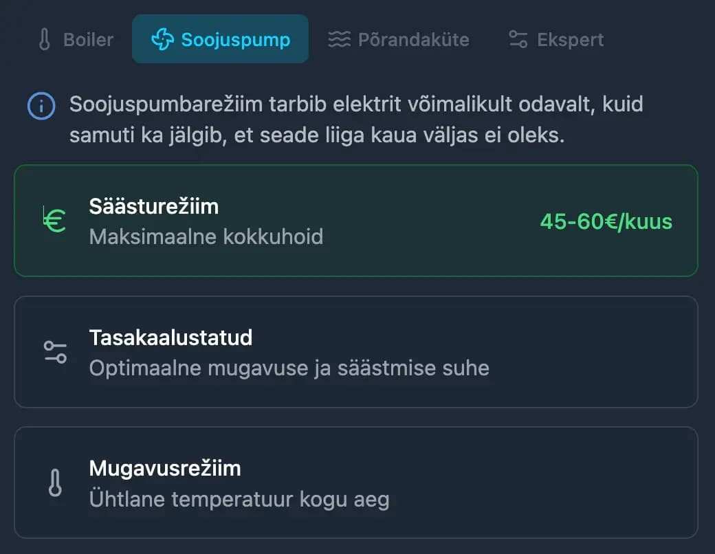 Soojuspumba juhtimise veebikeskkond